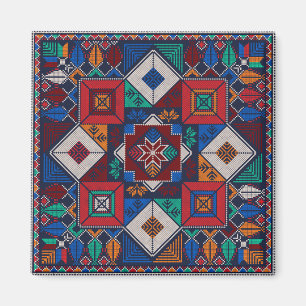 Traditionell palestinsk broderitatuering, färglös magnet