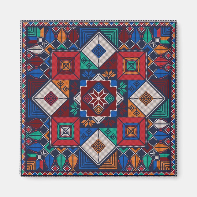 Traditionell palestinsk broderitatuering, färglös magnet (Framsidan)