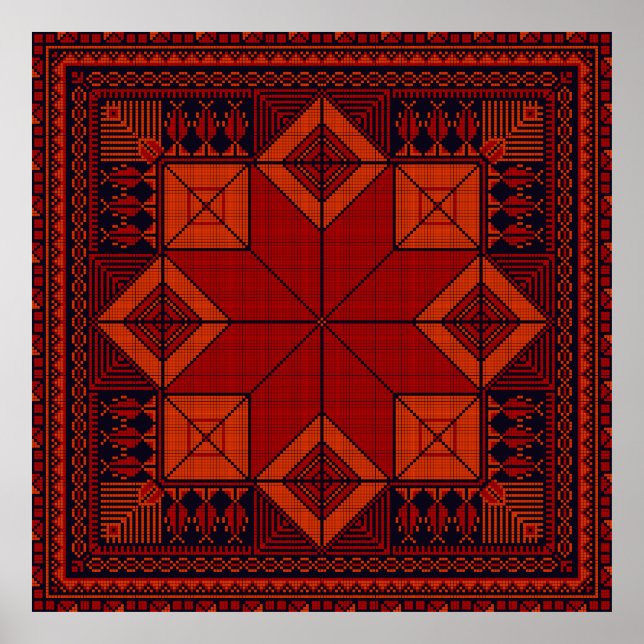 Traditionell palestinsk Embroidery Tatreez Mönster Poster (Framsidan)