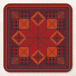 Traditionell palestinsk Embroidery Tatreez Mönster Underlägg Papper Kvadrat