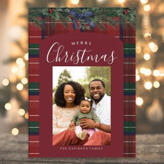 Traditionell Plaid Julkort