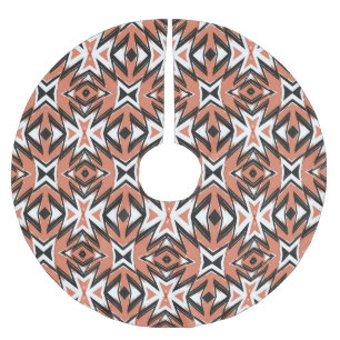 Traditionell platta, etnisk korallegeometri. julgransmatta borstad polyester