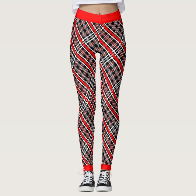 Traditionell Play - Rött vitt svart Leggings (Framsida)