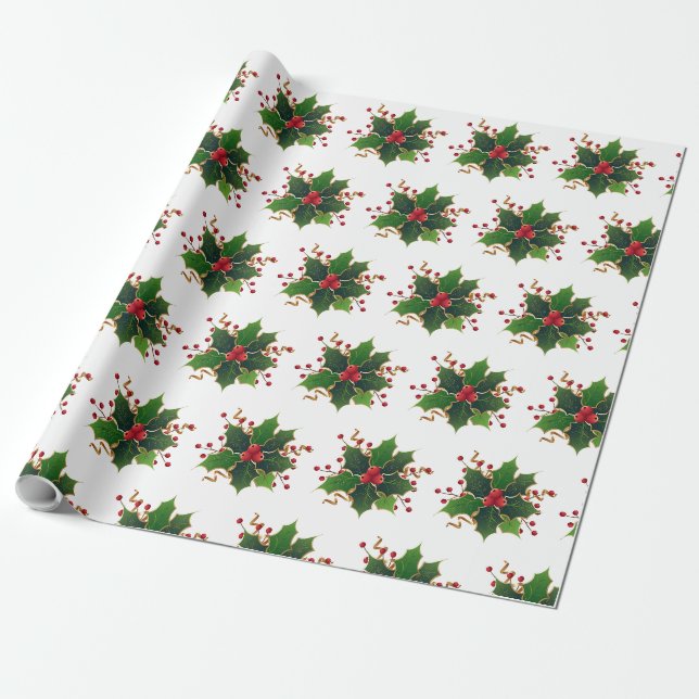 Traditionell Poinsettia-jultomte Papper Presentpapper (Utrullad)