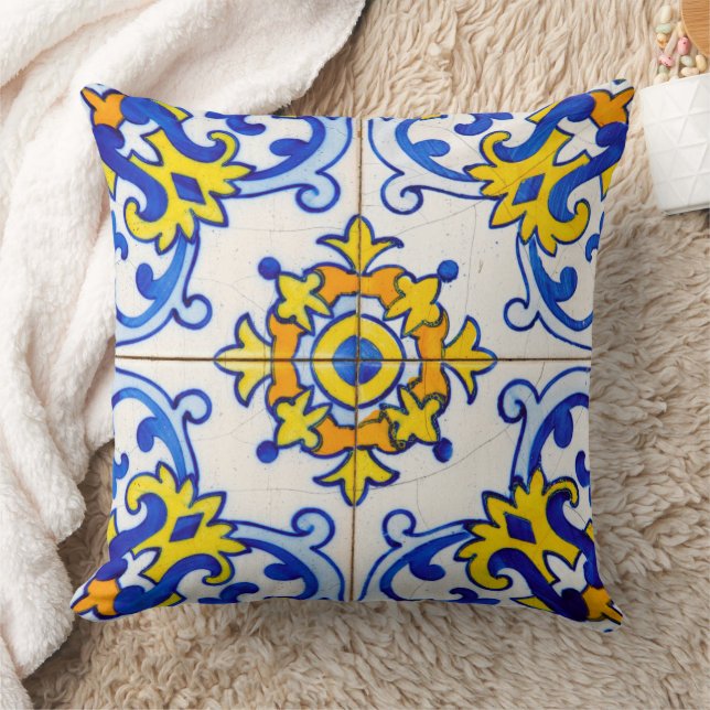 Traditionell portugisisk azulejo-panel kudde (Filt)