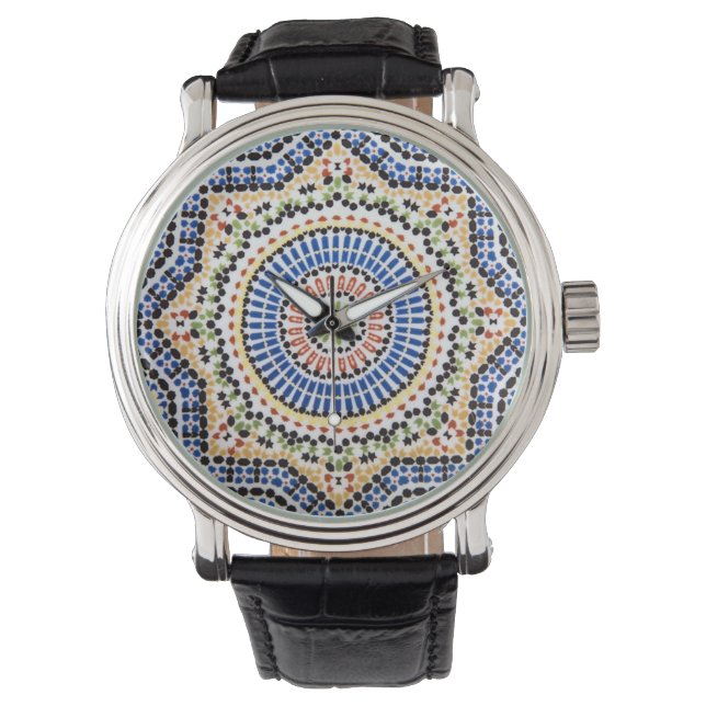 Traditionell portugisisk Azulejo Tile Mönster Armbandsur (Framsida)