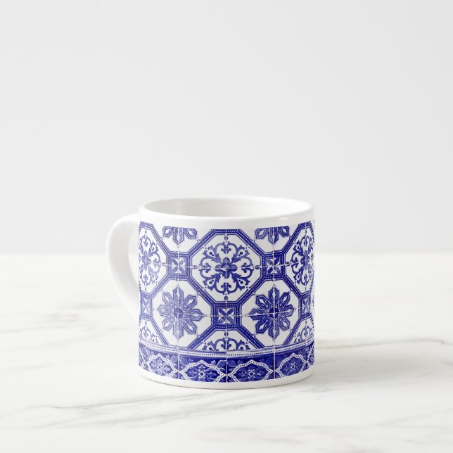 Traditionell portugisisk blått belägger med tegel espressomugg (Framsida vänster)