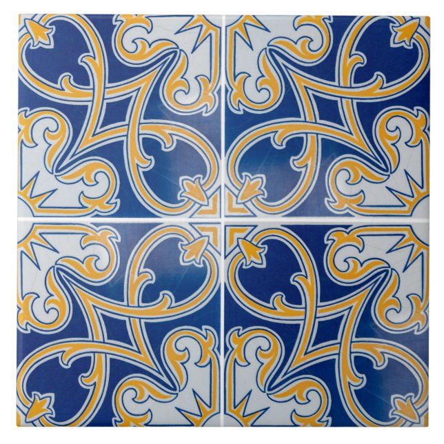 Traditionell portugisisk glaserad  kakelplatta (Framsidan)