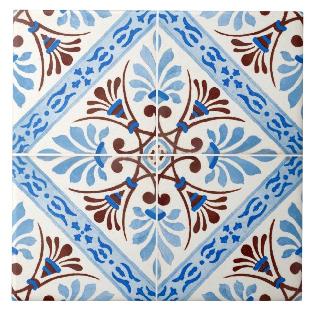 Traditionell portugisisk glaserad  kakelplatta (Framsidan)