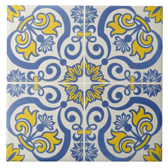 Traditionell portugisisk glaserad  kakelplatta (Framsidan)