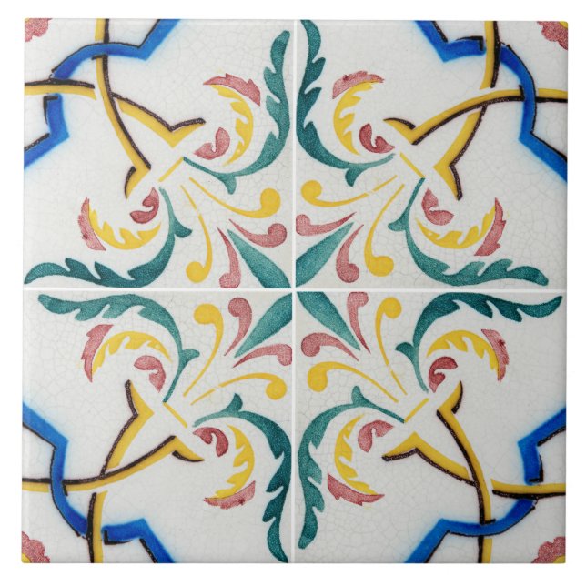 Traditionell portugisisk glaserad  kakelplatta (Framsidan)