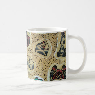Traditionell prålig tatueringmugg kaffemugg