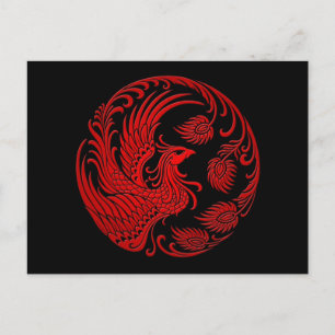 Traditionell Red Phoenix Circle Vykort