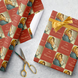 Traditionell Religiösa Virgin Mary & Jesus katolik Presentpapper