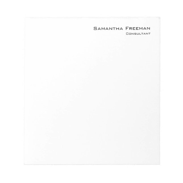 Traditionell, ren, vit, minimalistisk anteckningsblock (Framsida)