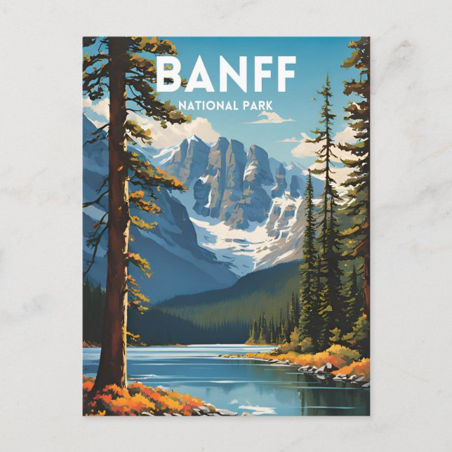 Traditionell resaaffisch för Banff National Park Vykort (Framsida)