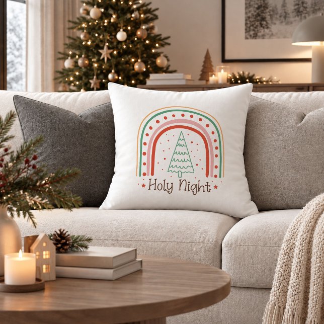 Traditionell Röd Grön Boho Jul Accent Kudd Kudde (Traditional Red Green Boho Christmas Accent Pillow)