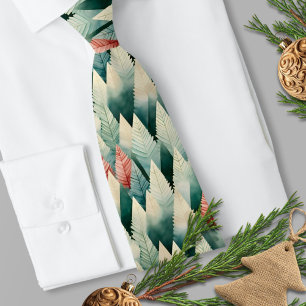 Traditionell röd Grönt, vattenfärg Julgran Slips