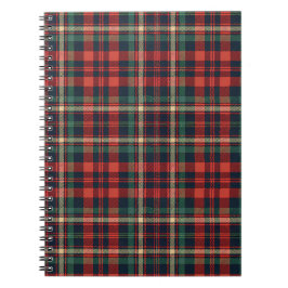 Traditionell röd och grön skotsk tartanplaid anteckningsbok