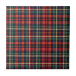 Traditionell röd och grön skotsk tartanplaid kakelplatta