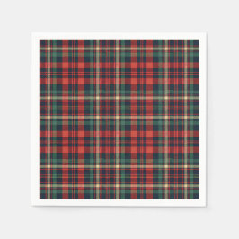 Traditionell röd och grön skotsk tartanplaid pappersservett