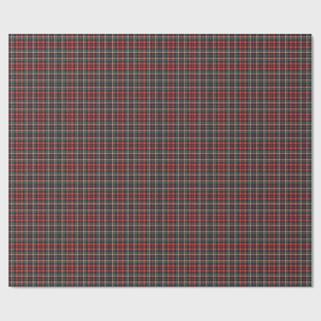 Traditionell röd och grön skotsk tartanplaid presentpapper (Platt)
