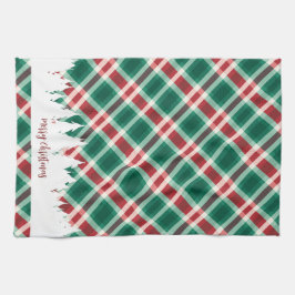 Traditionell röd och Grönt Play Julgran Kökshandduk