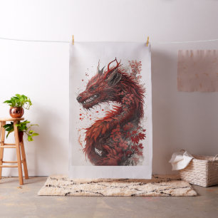 Traditionell röd orientalisk målad kinesisk dragon tyg