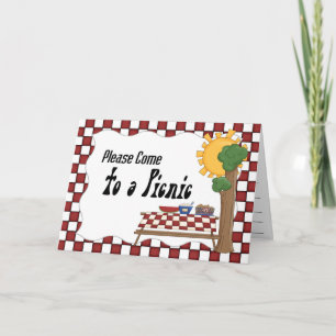 Traditionell, röd, vit, kontrollerad Picnic-inbjud Inbjudan