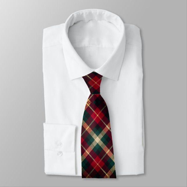 Traditionell rödgrön tartanplaid slips (Bunden)
