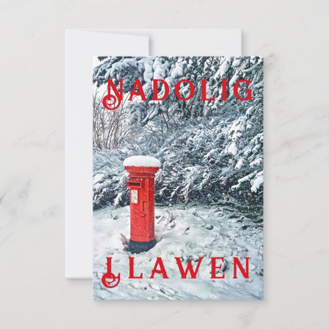 Traditionell rödpostbox och Snö på Träd (Framsida)