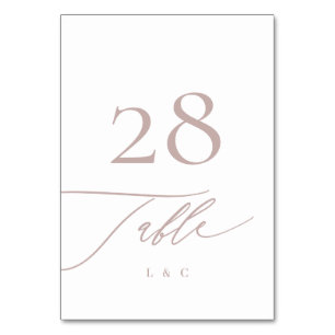 Traditionell Rosa Taupe Calligraphy Bröllop Bordsnummer