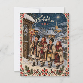 Traditionell rumänsk julskrålare folkkonst julkort