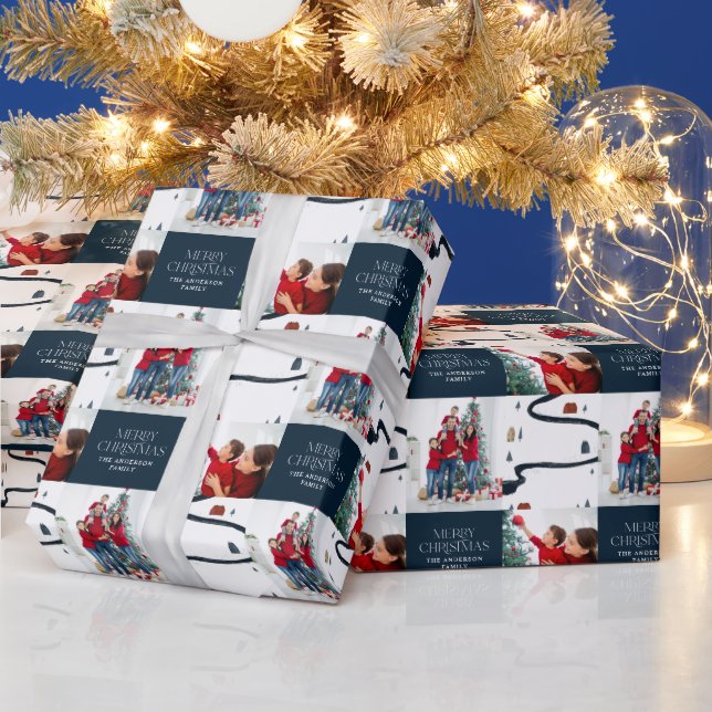 Traditionell Rustic 2-fotovinter-God jul Presentpapper (Helgdagar)