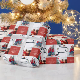 Traditionell Rustic 2-fotovinter-God jul Presentpapper