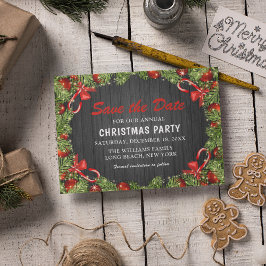 Traditionell Rustic-jul Party | Spara datum Inbjudan Vykort