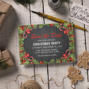 Traditionell Rustic-jul Party Spara datum Inbjudan Vykort