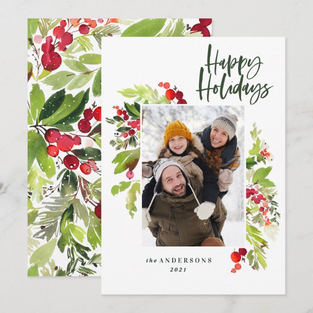 Traditionell rustik 1-bild för julgranar julkort (Fram/baksida)