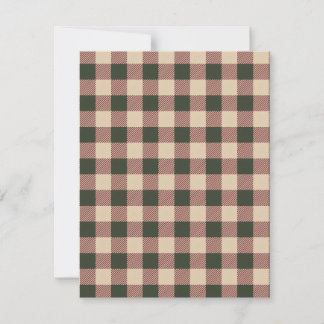 Traditionell rutig grön röd och beige inpackning anteckningskort