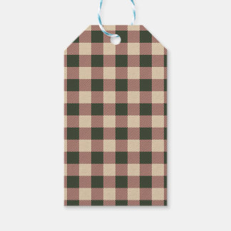 Traditionell rutig grön röd och beige inpackning presentetikett