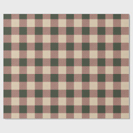 Traditionell rutig grön röd och beige inpackning presentpapper