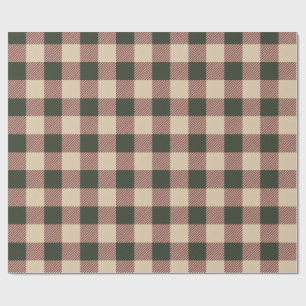 Traditionell rutig grön röd och beige inpackning presentpapper