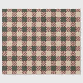 Traditionell rutig grön röd och beige inpackning presentpapper