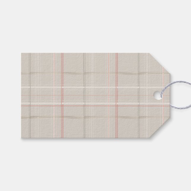 Traditionell Rutig Mysig Stuga Beige Jul Presentetikett (Framsidan (Horisontell))