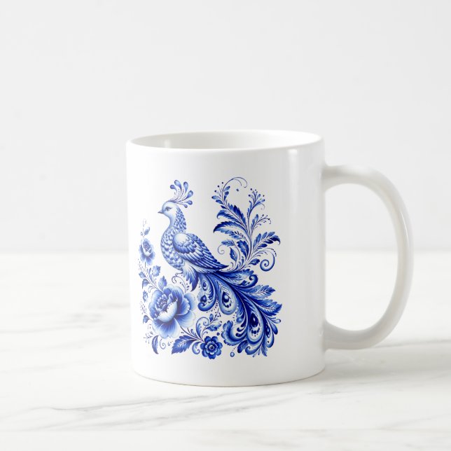 Traditionell rysk folkmönstrad porslinskaffe  kaffemugg (Höger)