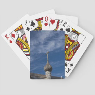 Traditionell rysk ortodox träkyrka casinokort