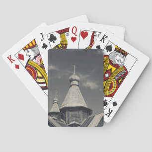 Traditionell rysk ortodox träkyrka casinokort