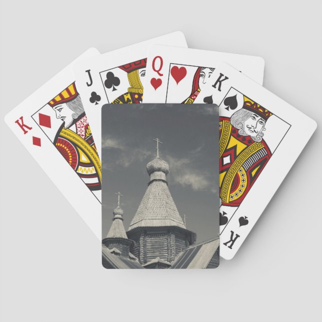 Traditionell rysk ortodox träkyrka casinokort (Baksidan)