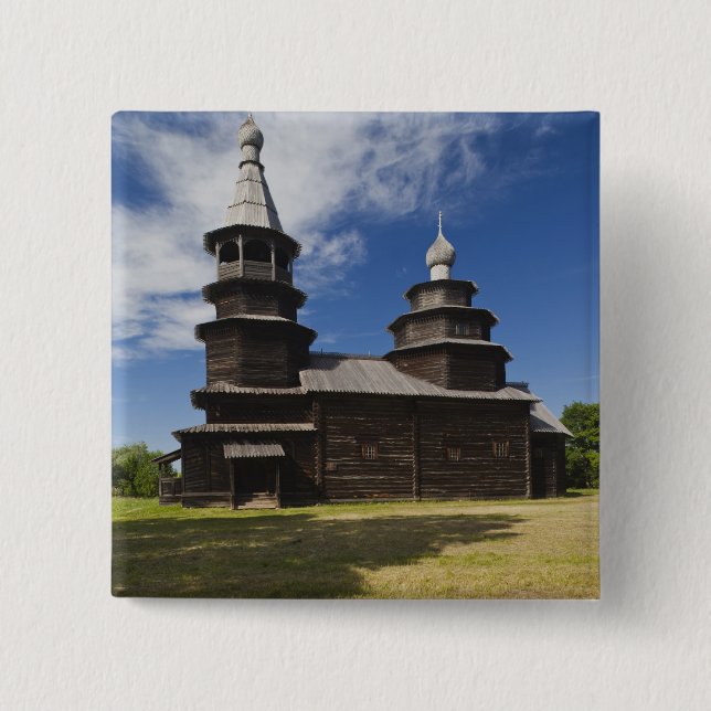Traditionell rysk ortodox träkyrka knapp (Framsida)