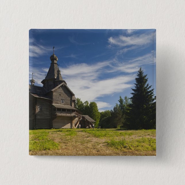 Traditionell rysk ortodox träkyrka knapp (Framsida)